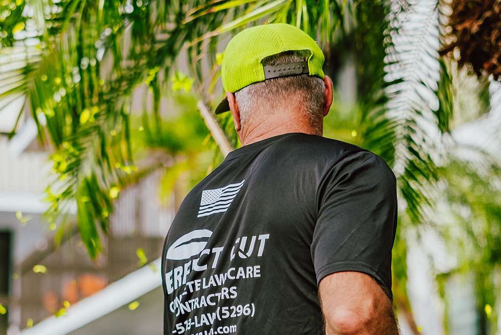 Commercial landscape maintenance crew at work